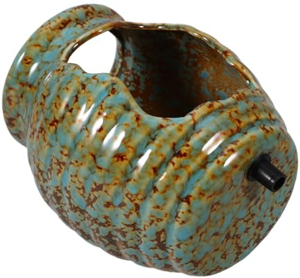 Abaodam Fontaine en Pot Céramique Circulation d'eau et Décoration pour Jardin ou Balcon, Jarre Verte Artisanale pour Bassin Naturel