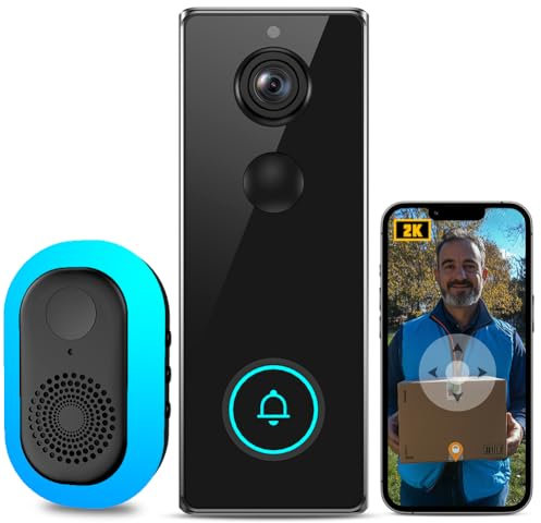 XNH 3MP HD Videocitofono, Campanello WiFi Esterno con Visione Notturna, Rilevamento Movimento, Audio Bidirezionale, Impermeabile IP65