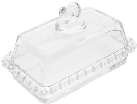 UKCOCO Mantequera De Cristal Transparente Con Tapa, Plato Para Mantequilla y Postres, Bordes Lisos Gruesos, Porta Platos Reutilizable, Adecuado Para Refrigerador y Mesa De Comedor