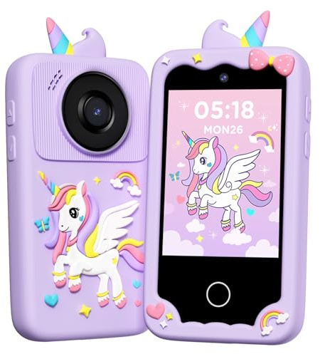 Smartphone Niños y Niñas, Teléfono Móvil para Niñas con Doble Cámara, Juguetes Educativos para Preescolares con Audiolibros, Música y Juegos, Tarjeta SD de 32 GB, Cumpleaños para