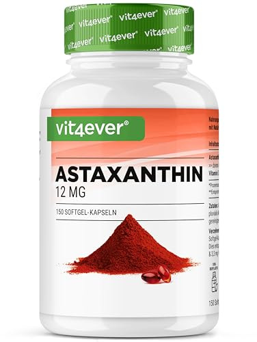 Astaxanthine 12 mg - 150 Capsules Softgel (Réserve de 10 Mois) - Premium : Véritable Astaxanthine Issue de Micro-Algue Haematococcus Pluvialis Pure - Optimisée avec Vitamine E & Huile d’Olive