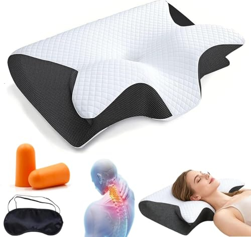 Générique Oreiller Ergo apnée du Sommeil, Oreiller Anti Coussin Apnée du Sommeil, Ergonomique Mousse à Mémoire de Forme Oreillers Apnée Positionnelle (Noir)