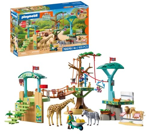 Playmobil | Animals & Friends | Zoo Wilderness Climbing Park | 3 platforms with cable car and suspension bridge | children's toy for ages 4 and up | 72070