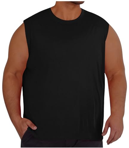 Mens Big and Tall Vests Plain Sleeveless Comfy Plus Size Tank Top Casual Round Neck Summer Gym T Shirt Bodybuilding Workout Outdoor Training Tee Shirts