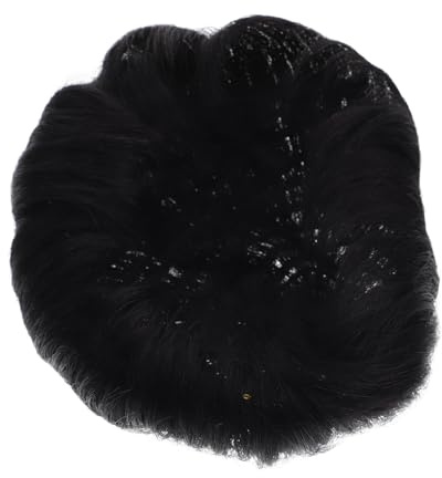 ARTIBETTER Schwarzes Echthaar Haarteil Herren Kurzhaar Toupet Natürlich Leichtes Haarersatz für Täglichen Gebrauch und Haarausfall Abdeckung