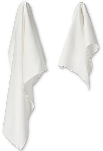 Casatessile Coppia Asciugamani in Microfibra 1 cm 40x60 + 1 cm 50x100 - Bianco