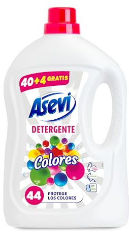 Asevi Detergente Líquido para Lavadora Colores - Detergente para Ropa de Color con Fórmula Concentrada - Fija y Protege los Colores, Evita Transferencias de Color y Deja la Ropa Limpia - 44 Lavados