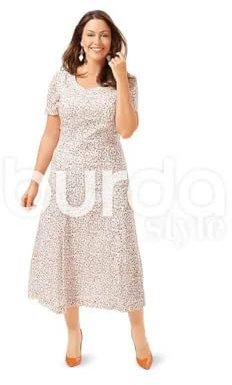 burda Schnittmuster Damen Kleid und Teilungsnähte und ausgestellter Saum #6680 Gr. 46-60