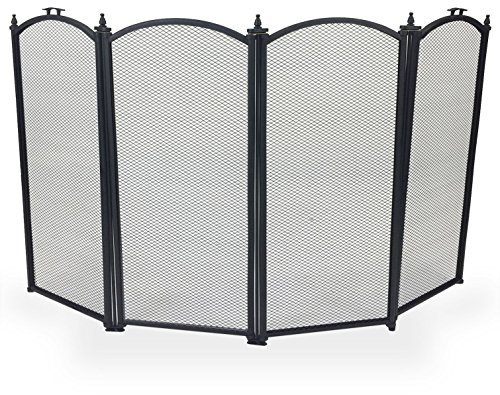 Simpa Berkshires 4 Panel Fire Place Guard Fire Screen Spark Flame Guard Curved Top 4 Panel Folding Design