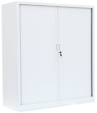 Querrollladenschrank komplett montiert 135x120x46cm (HxBxT) weiß Sideboard Stahl Büro Aktenschrank Rollladenschrank 555147