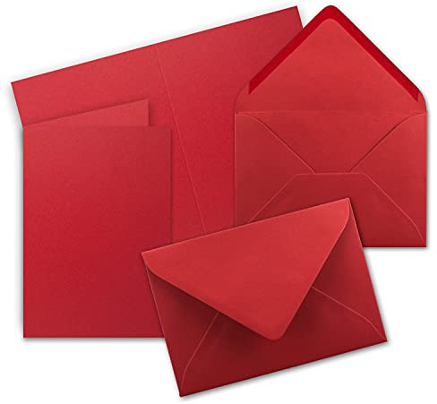 10 Sets - Faltkarten DIN A5 - Rosen-Rot mit Umschlägen - PREMIUM QUALITÄT - 14,8 x 21 cm - sehr formstabil - für Drucker geeignet - Marke: NEUSER FarbenFroh