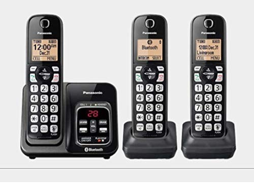Panasonic KX-TG273SK Link2Cell Bluetooth Cordless Phone with Voice Assist and Answering Machine - 3 Handsets (Renewed)