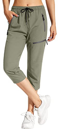 MOCOLY Pantalon Court Randonnée Ete Léger Femme Pantacourt Taille Elastique