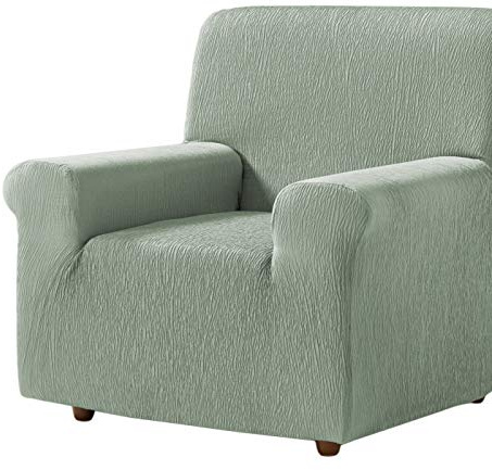 Estoralis Beta | Funda Sofá de Diseño Moderno | Tejido Elástico Verde | para 1 Plaza (de 70 a 110 cm.) | Máxima Adaptabilidad a Todo Tipo de sofás