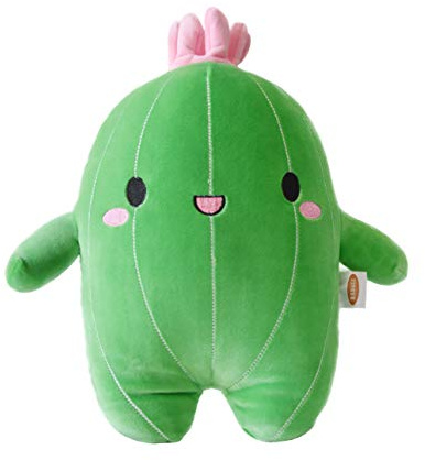 BABOLI Cuddly Cactus Stuffed Plant Animal with Smile Face and Pink Antenna Honey Cacti Plush Soft Toy Pretty Sweet Mascot Gifts for Kids Girls and Boys Present for Birthday or Party 10 Inches