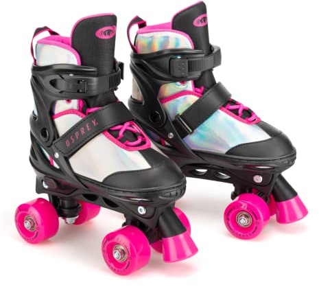 Osprey Unisex-Youth SK3009-S Kids Roller, Adjustable Quad Skates, Ages 5+, Pink, Small