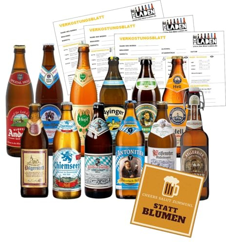 BIERPAKET Testpaket Bierspezialitäten 12x 0,5L Pils Helles Märzen Kellerbier inkl. 0,96€ Pfand Biergeschenk für Männer Papa Opa Vatertag Himmelfahrt Geburtstag inkl GRATIS Bierspiele zum Downloaden