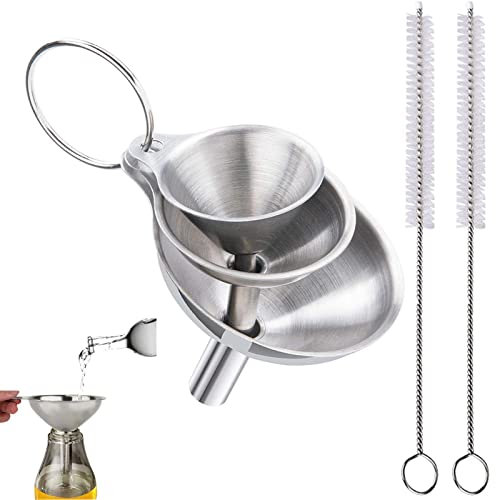 acero inoxidable - Embudos grandes y pequeños grado alimenticio para uso en la cocina | Esencial cocina para aceites Especias líquidas Ingredientes secos Transferencia en polvo Gusengo