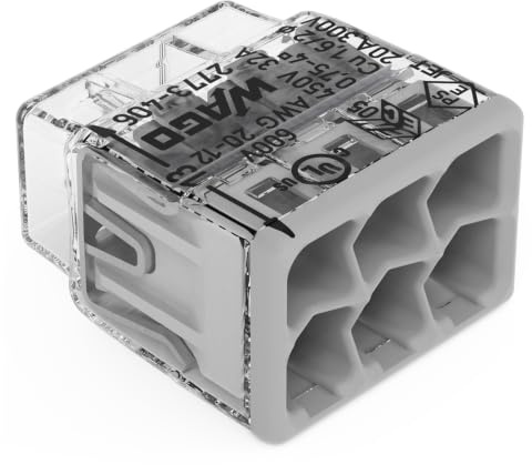 2773-406 | WAGO WALL-Nuts® PUSHWIRE® Splicing Connector | for Solid and Stranded Conductors | 6-Conductor | Gray Cover | [Box of 50 Pieces]