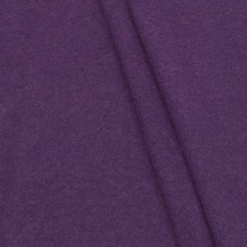 STOFFKONTOR Walkloden Wollstoff Meterware, 100% Wolle, Farbe Lila, Isolierend & Beidseitig verwendbar, 140 cm breit, 350 g/m²