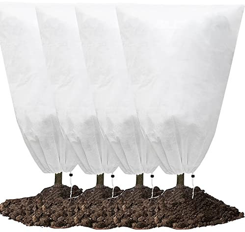 4Stk Winterschutz Schutzhülle für Pflanzen Pflanzenschutz 80 * 100cm Frostschutz Kübelpflanzensack für kübelpflanzen mit Reißverschluss Zugband Winter Pflanzenschutzsack Pflanzenabdeckung Frostschutz