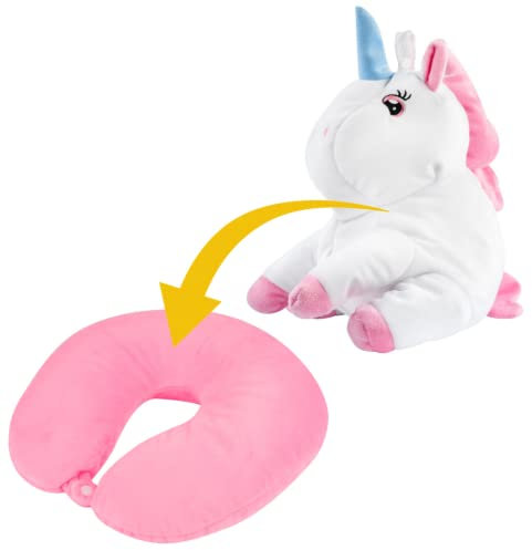 MOMO WAY Nackenkissen U-förmige Reisekissen 2-in-1 Plüschkissen Tier Travelkissen Für Erwachsene Kinder Reise Flugzeug Verschiedene Formen Plüschtier Einhorn