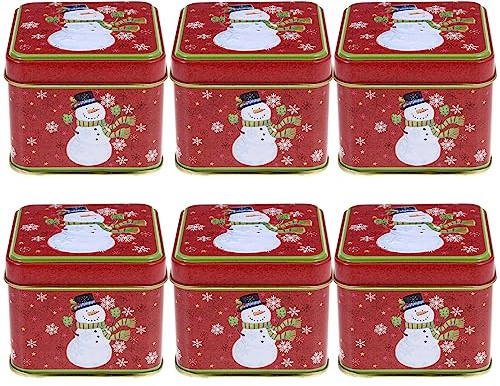 BESTonZON 6 Stücke Metall Keksdosen Plätzchendosen Weihnachtsdose Gebäckdosen Kleine Metalldose Leere Blechdosen mit Deckel Blech Dosen Retro Vorratsdose Vintage Süßigkeiten Behälter