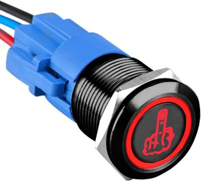 ETOPARS Schwarze Schale 19mm Metall Kippschalter 12V 5A Auto Wippschalter Wasserdicht Druckschalter EIN/AUS Taste Schalter mit Drahtstecker Rot Rücklicht