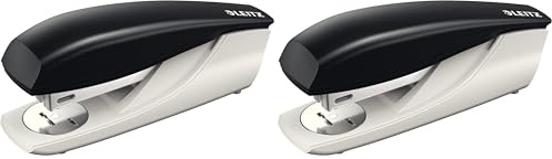 Leitz NeXXt Bürotacker aus Metall, Für 30 Blatt, Ergonomisches Design mit Nachfüllanzeige, Inkl. Heftklammern, Schwarz, 55000095 (Packung mit 2)