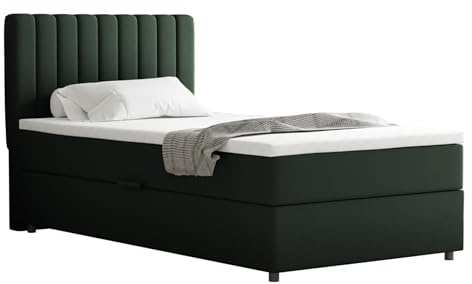 PANDA MÖBEL Homesy Everest Boxspringbett 100x200 cm, Doppelbett inklusive Matratze und Topper, Polsterbett mit Bettkasten, Komfortables Boxspringbett für das Schlafzimmer, modern und stilvoll