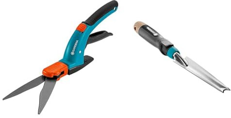 Gardena Comfort Grasschere, drehbar & EcoLine Unkrautstecher: Zum einfachen Entfernen von Unkraut ohne Chemikalien, ergonomischer Griff, beschichtetes Metall, aus recycelten Materialien (17702-20)