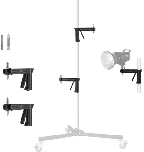 Schweres Stahl-Pistolengriff-Lichtstativ auf Rädern mit Schiebearm und verchromter Säulenhalterung für den Studioeinsatz, maximale Höhe 6,5 ft, maximale Belastung 22lb (Gleitender Arm)