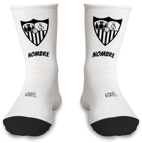 mundohuevo Par de calcetines + 1 calcetin de regalo por el que se pierde en la lavadora | personalizados con nombre | escudos de equipos de futbol | Tacto algodón | Talla única |