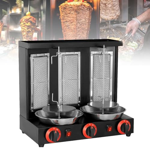 Máquina para hacer shawarma de pollo casero, asador comercial para pollo turco, asador de mostrador con quemadores, asador vertical,Black