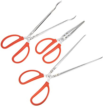 PRETYZOOM 3pezzi Pinze Antiscivolo in Acciaio Inossidabile Per Pesca Granchi Aragoste e Anguille Pinze Multiuso Con Impugnatura Ergonomica Per Prelievo Loach e Raccolta Rifiuti Strumento Pro