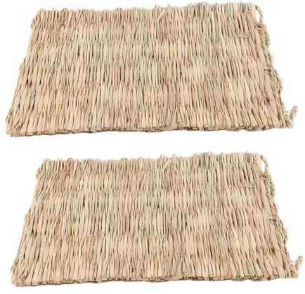 CIYODO 2pezzi Tappetino Intrecciato per Criceti e Piccoli Animali da Beige Materassini Naturali per Dormire e Nidificazione con Fieno Essiccato Come Substrato Confortevole per Roditori