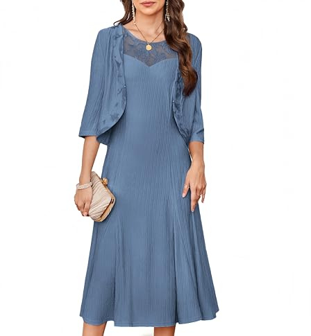 GRACE KARIN Women's Sequin Sleeveless Dress Round-Neck High Waist Elegant Evening Dresses 2 Piece Midi Dress with Cardigan Peacock Blue L
