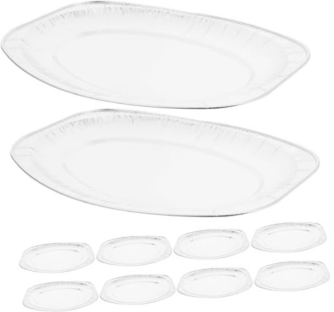 GLEAVI 10 Piezas Bandeja De Aluminio Para Fiestas Bandejas Desechables Resistentes Para Asar Parrilla Uso Exteriores Unidades Grande