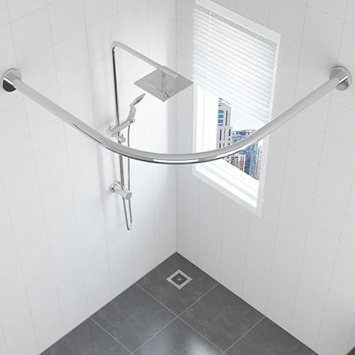 Asta per Tendas da Doccia Ad Angolo,Asta della Doccia D'Angolo,Asta per Tendas da Doccia A Forma L,Barra per Tendas da Doccia A Forma di L,No-Sagging,per Spogliatoio del Bagno