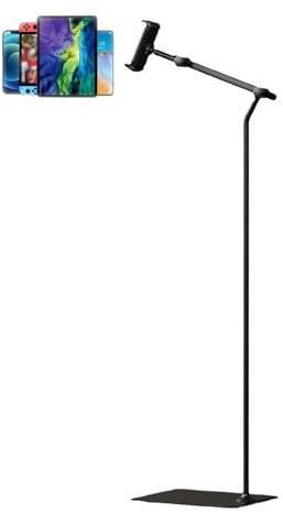 TRUNXUCL Support Tablette sur Pied, Support Liseuse, Pied pour Téléphone, Tablette Stand Convient Aux Appareils Électroniques de 4.7~12.9 inches(Black)