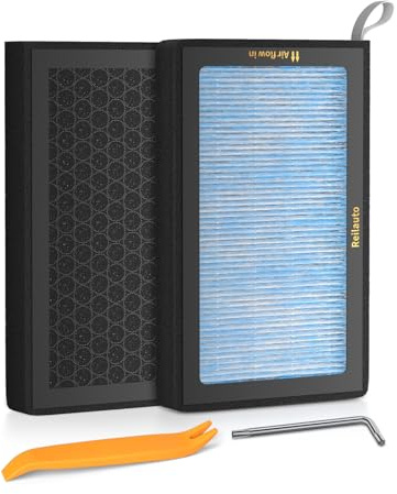 Reilauto Tesla Model 3 Model Y Cabin Air Filter Accessories, 2 Pack H13 HEPA Filter Replacement with Premium Activated Carbon, 4-Stage Filtrtion Structure (2016-2025)