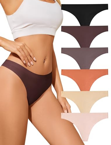 ANSUKOO String Tanga Femme sans Couture de 6,Slip Invisible sans Couture,Seamless Slip Femme,Sport Women Thong Underwear Microfibre,sous-vêtements Multipack Bresilien,Confortable Panties Lot
