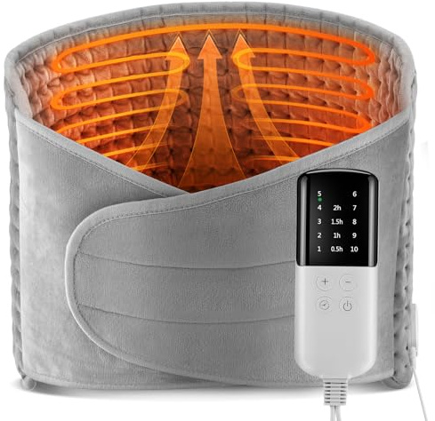 Heat Pad for Back Pain Relief, 50*12 Electric Heating Pad with 10 Heat Levels & 4 Timer, Waist Wrap Belt Warmer for Period Cramps Neck Shoulder Belly Lower Back Leg, Auto Shut Off, Machine Washable