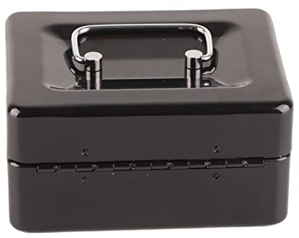 Fockety Cassetta Portavalori con Vassoio Portadenaro e Serratura A Chiave, 6 Scomparti in Metallo Cassetta Portavalori per Contanti, di Sicurezza per la Casa