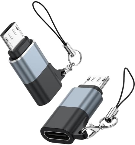 ZGCE Adaptador Micro USB Macho a USB C Hembra (2 Piezas) con Cordón para Galaxy S7/S7 Edge/S6/J7/J3, Huawei P Smart/P8 Lite/P9 Lite/P10 Lite y Otro Dispositivo Micro-USB