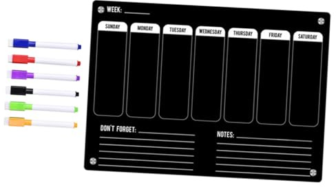 FIXOSHEE Magnetic Dry Erase Board Small Acrylic Planner for Fridge Kitchen Schedule Daily Planning Reusable Writing Message Board with Whiteboard Markers for Wall Organiser