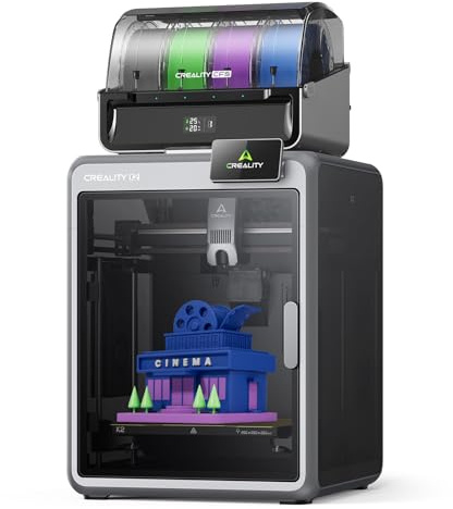 Creality Impresora 3D K2 Combo con CFS, 600 mm/s, impresión multicolor de alta velocidad, nivelación automática, extrusora directa de 300 °C, cámara dual AI, 260 x 260 x 260 mm de espacio de