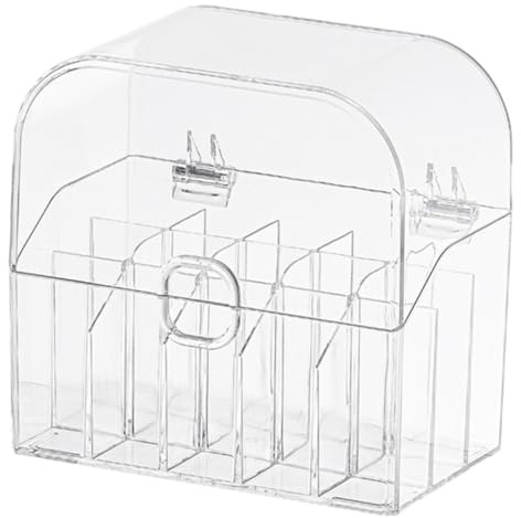 EPIGEIST Caja Organizadora Transparente con Tapa para Cosméticos Compartimentos para Lápices Labiales Soporte Práctico para Maquillaje y Cremas para Tocador y Baño