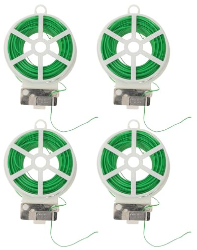 Veemoon 4 Rollos De Alambre De Amarre Fijo para Jardinería Alambre De Hierro para Soporte De Plantas Enrejado De Jardín De Enrejado para Plantas De