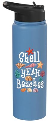 Shell Yeah Beaches - Shelling Seashell Collector Beachcomber Stainless Steel Insulated Water Bottle
